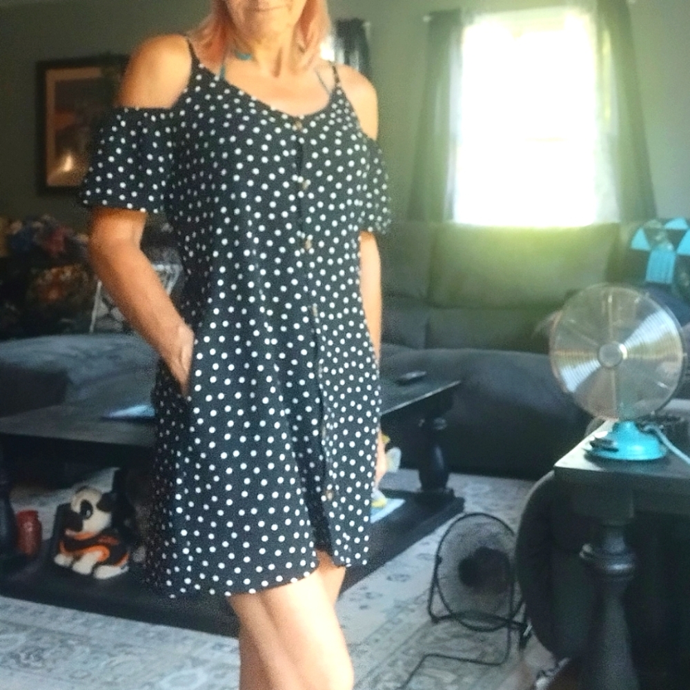 Cold Shoulder Button Down Dress - image 1